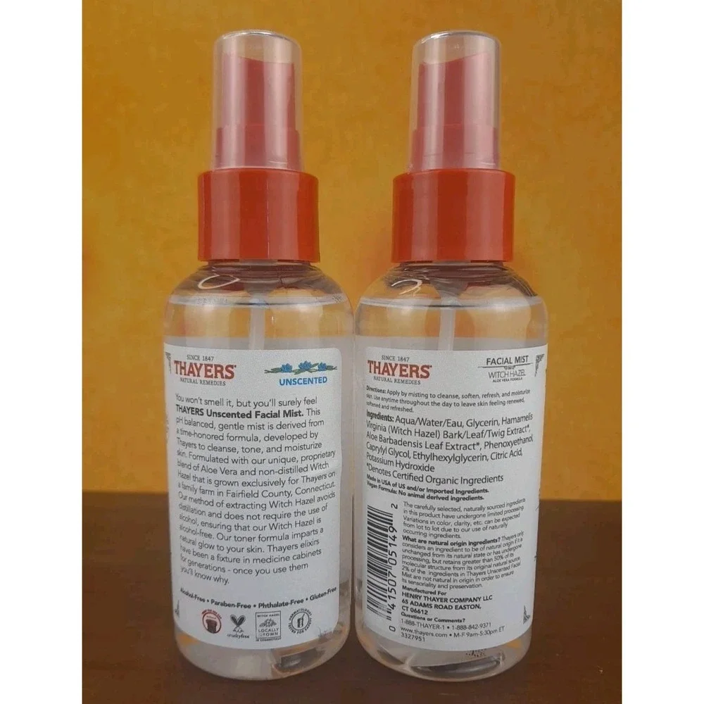 2X Thayers Facial Mist‎ Witch Hazel Aloe Vera Formula • 3oz Spray • Unscented